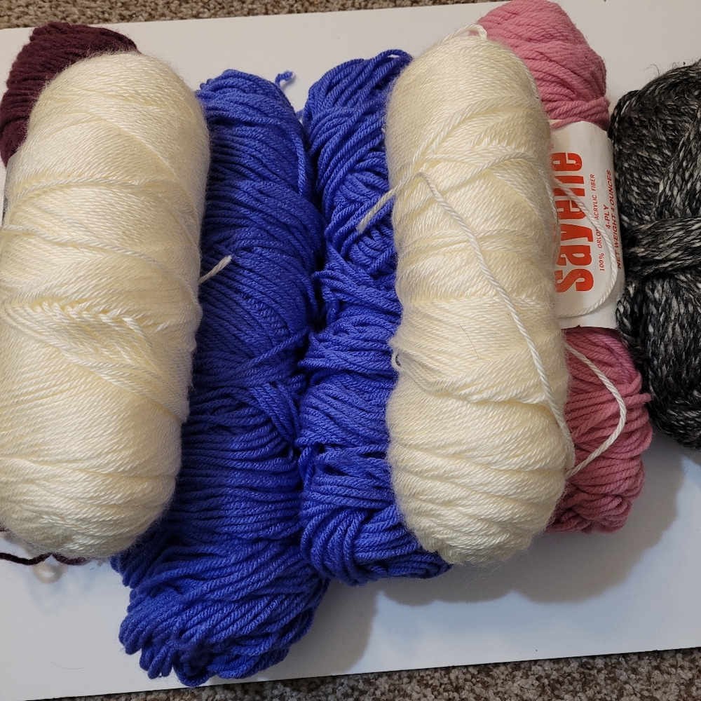Lot 7 Skeins Yarn Mixed NOS Sayelle NOS Excellence By Nomis & Unbranded